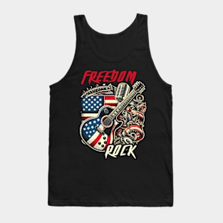 American Flag Guitarist Guitar Patriotic Men Women Tank Top